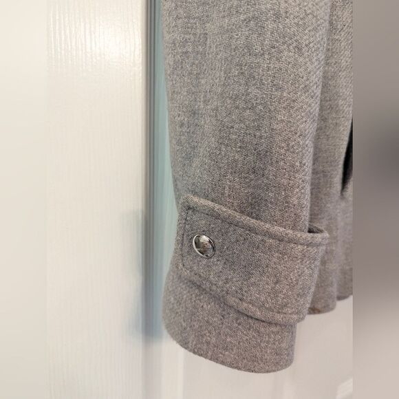 ZARA A-line Wool Duffle Coat jacket Gray detachable faux Fur Hood pockets size S - Picture 12 of 16